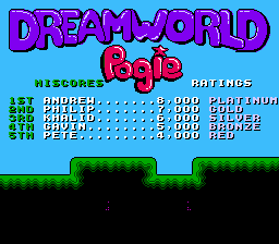 Dreamworld Pogie title screen for NES